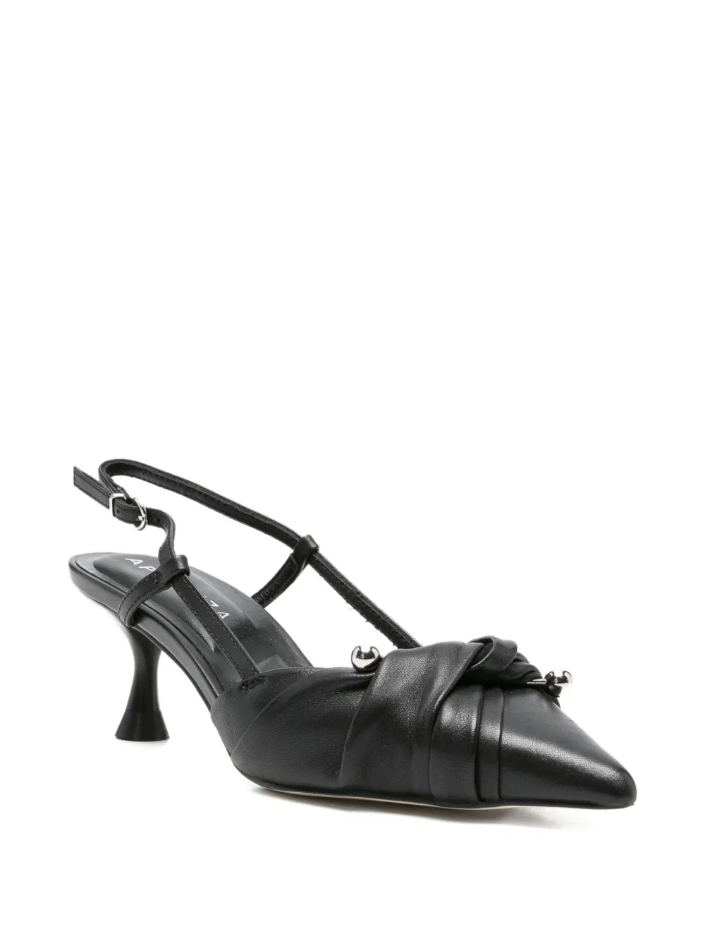  Apepazza Glow Knotted Leather Pumps - Black 