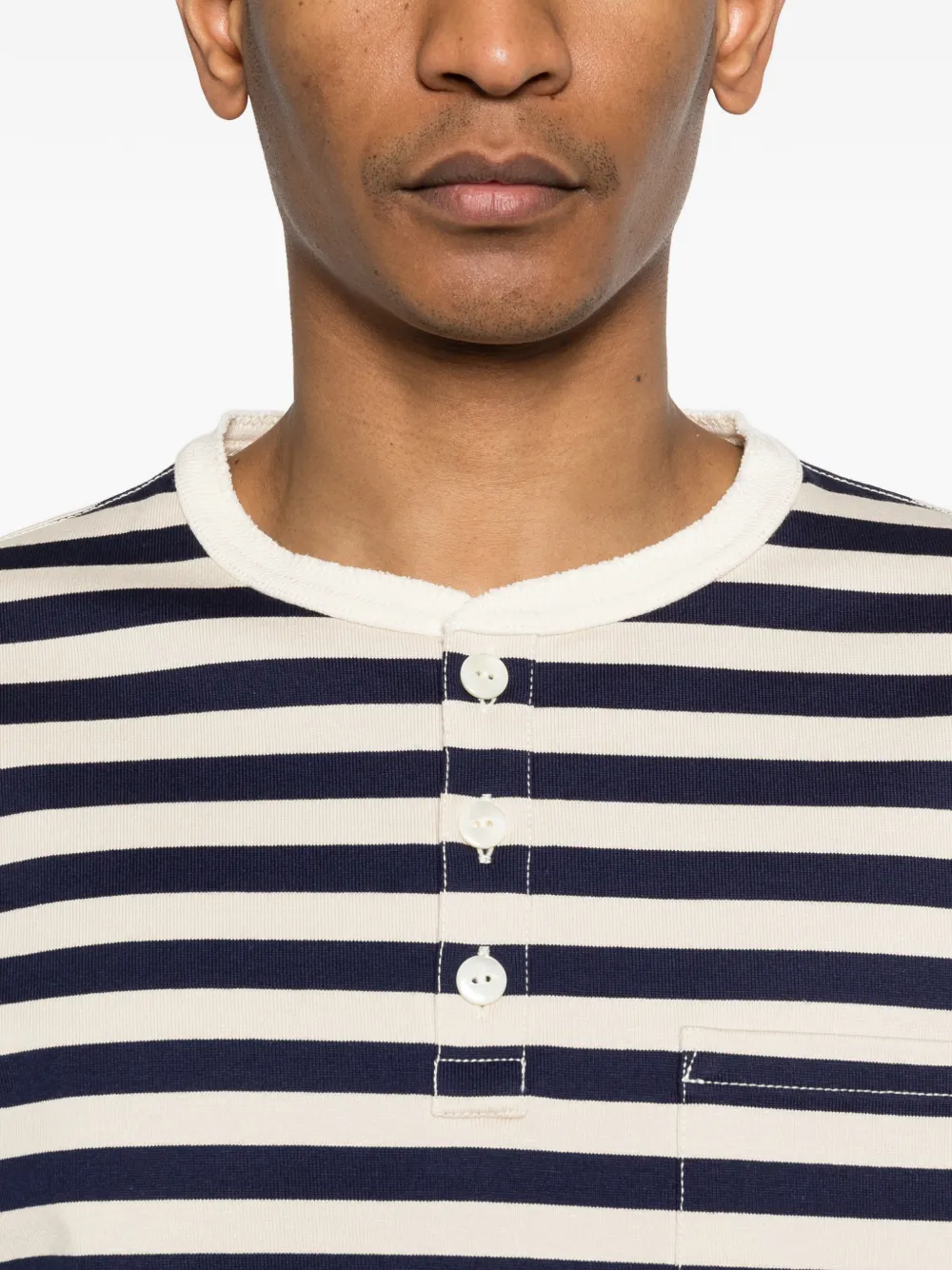 Junya Watanabe MAN Gestreept T-shirt Blauw