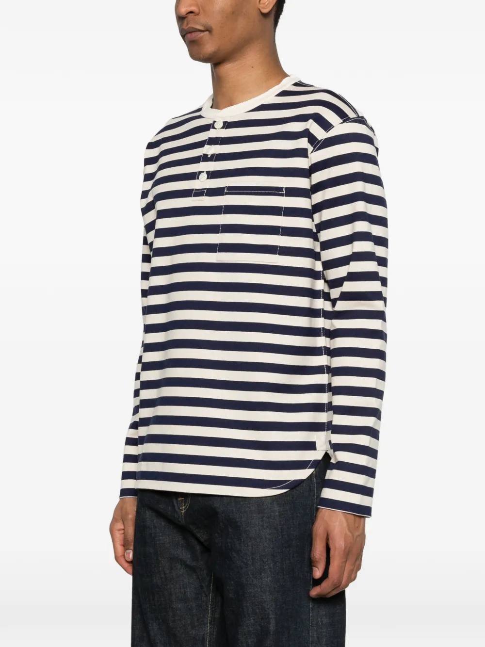 Junya Watanabe MAN Gestreept T-shirt Blauw