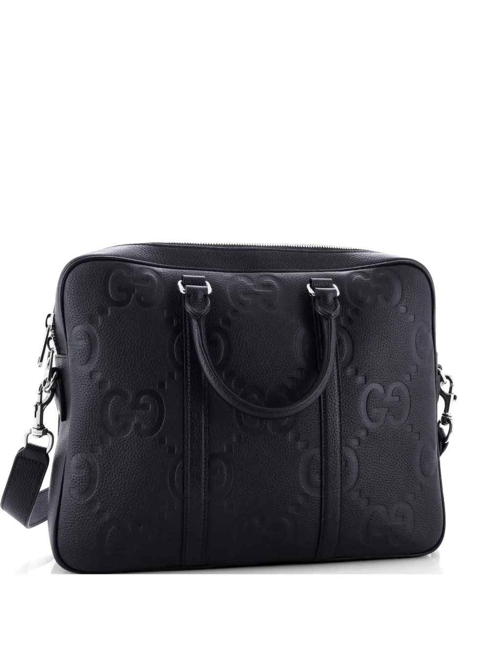 Gucci Pre-Owned Convertible Briefcase Jumbo GG Embossed Leather business bag - Nero