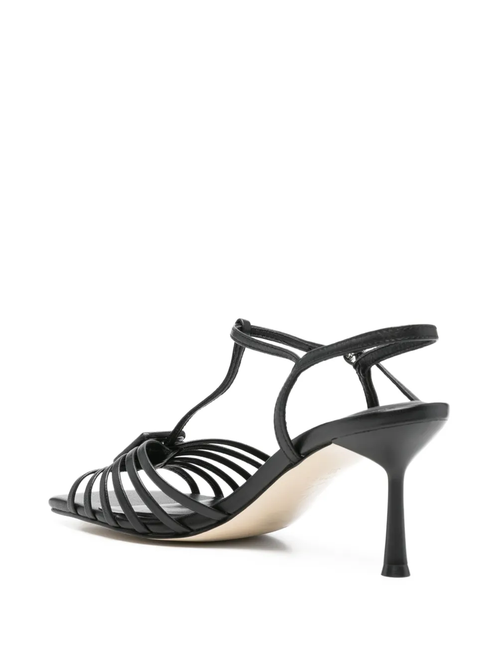  Apepazza Aster T-strap Leather Sandals - Black 
