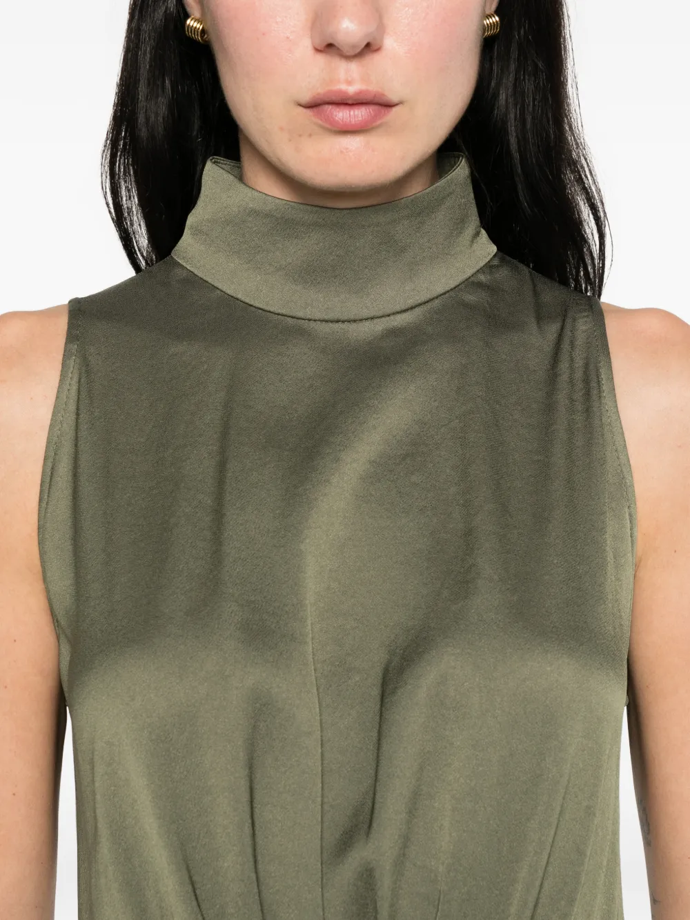 Drykorn Amabel jurk met hoge hals Groen