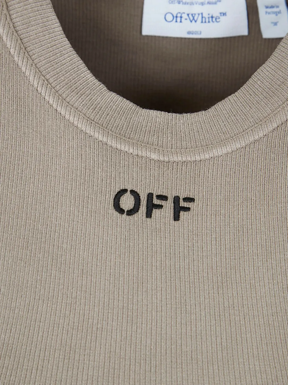 Off-White Geribde tanktop met logoprint Beige