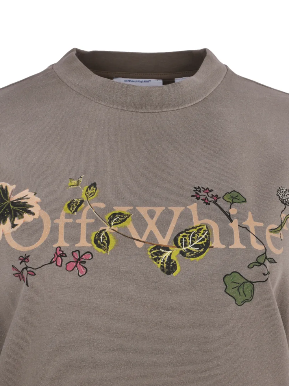 Off-White T-shirt met bloemenprint Beige