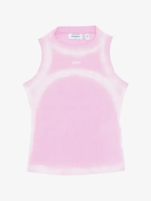 Off-White camiseta de canalé con efecto de espray