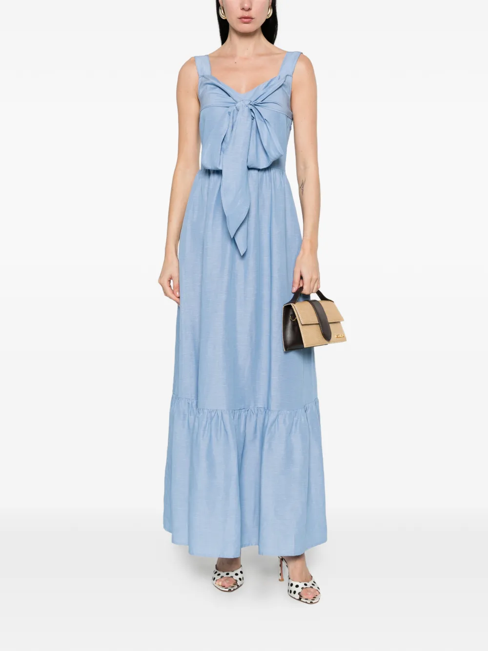 Liu Jo Bow-detail Ruffled Maxi Dress - Blue 