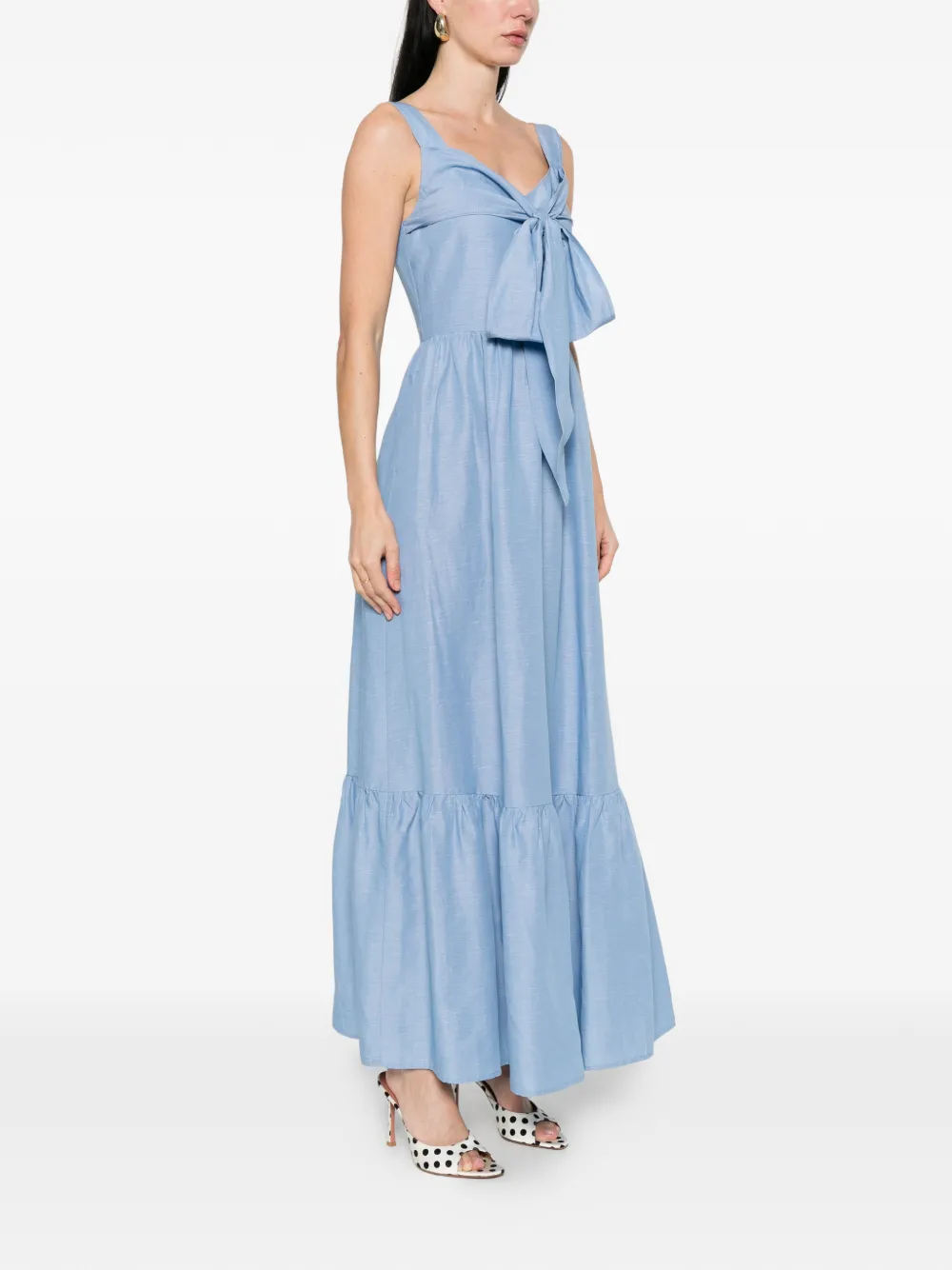  Liu Jo Bow-detail Ruffled Maxi Dress - Blue 