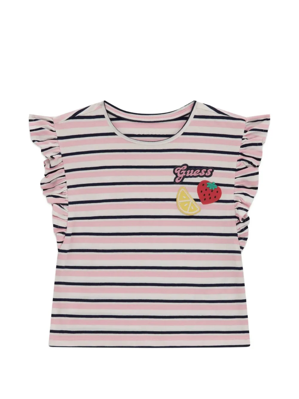 guess kids striped-pattern ruffled top - Bianco