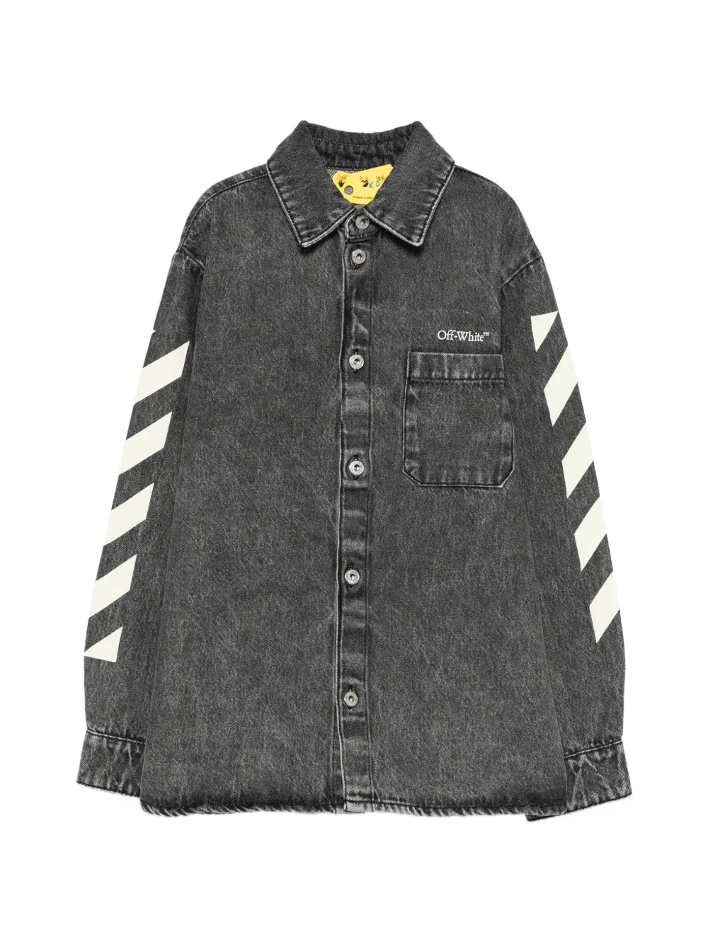 Off-White Kids Diag-stripe pocket shirt - Grau
