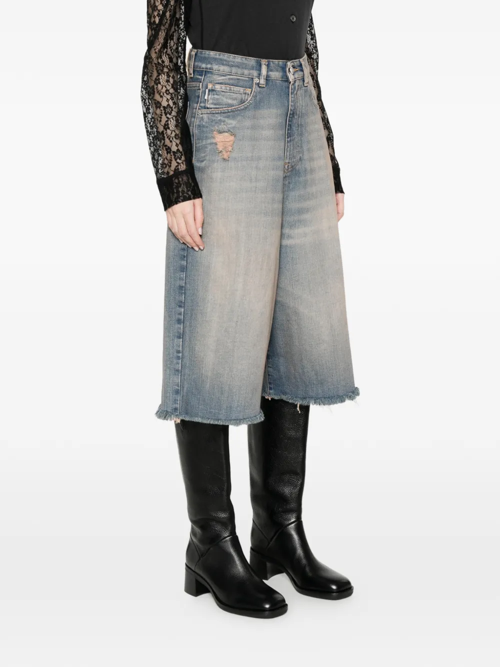  Vicolo Carola Frayed Shorts - Blue 