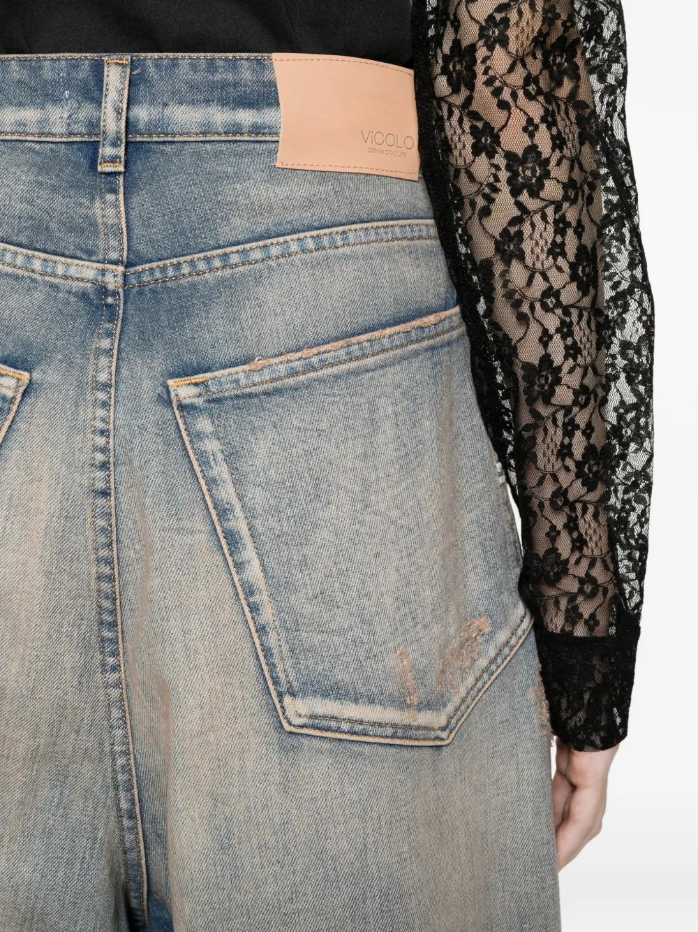 VICOLO Carola shorts met franje Blauw