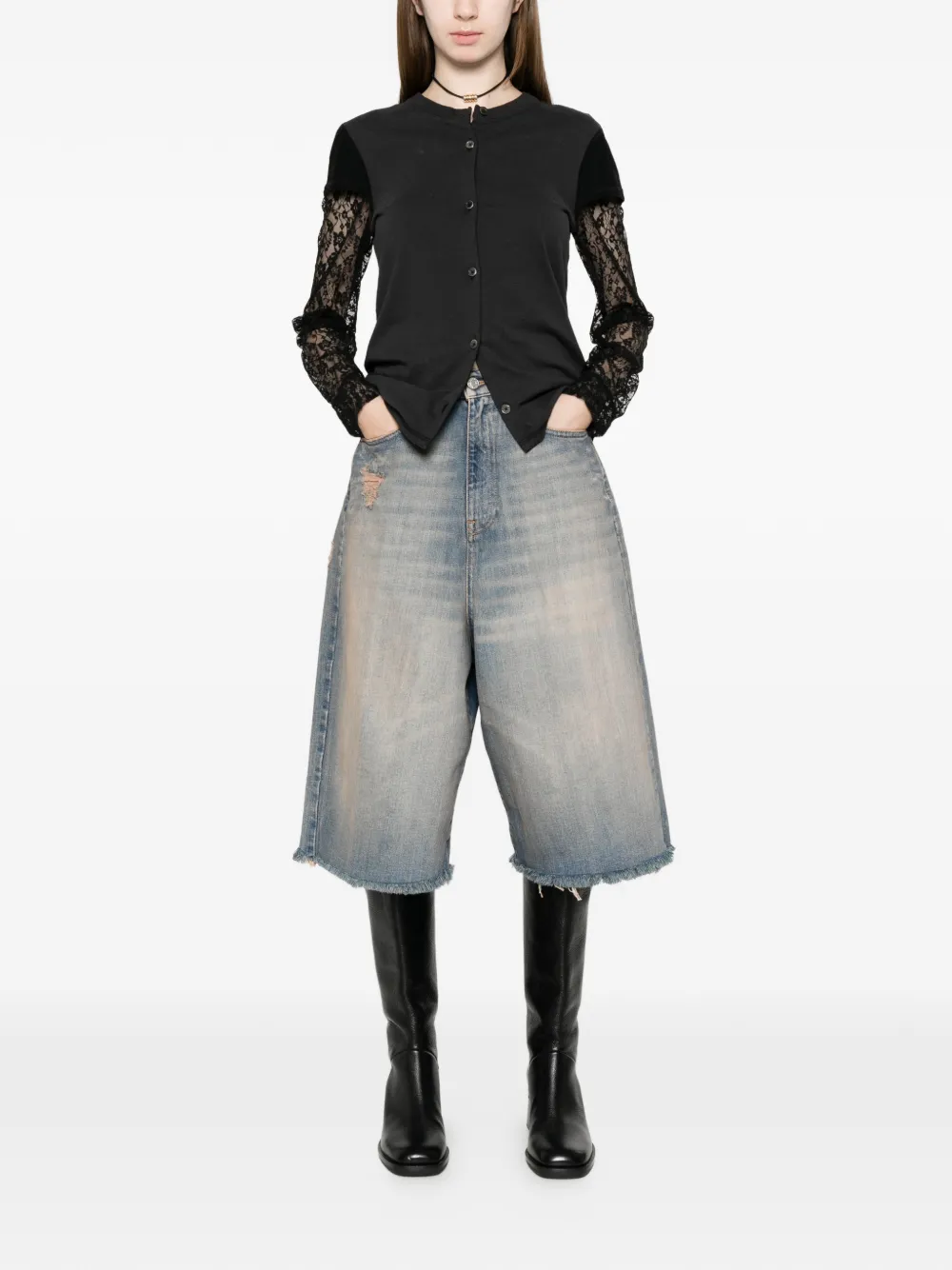 Vicolo Carola Frayed Shorts - Blue 