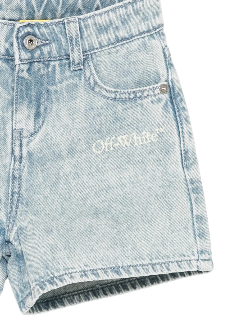 Off-White Kids Spijkershorts met logo Blauw