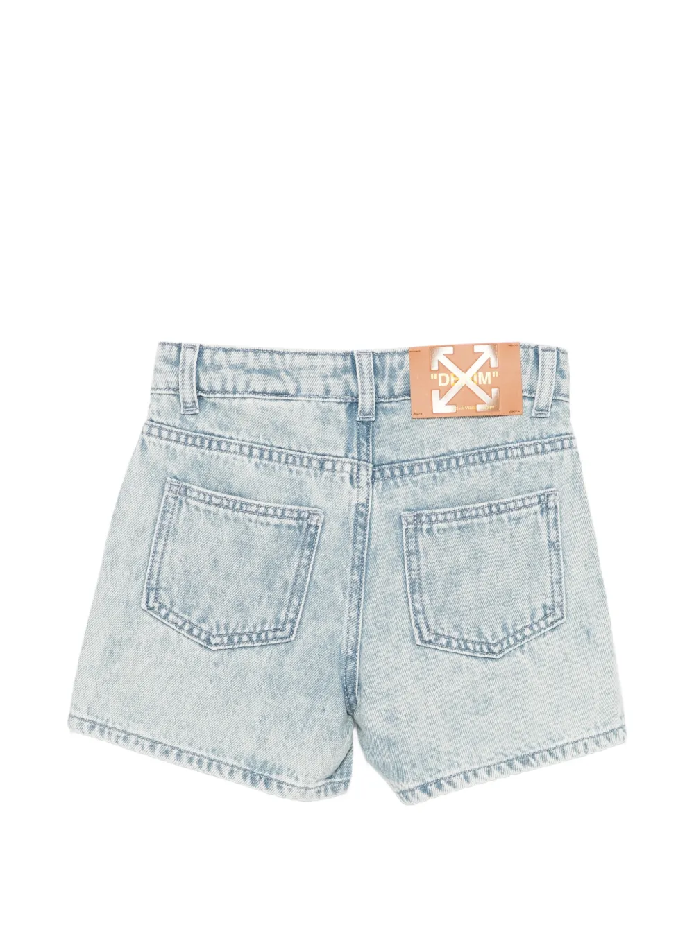 Off-White Kids Spijkershorts met logo Blauw