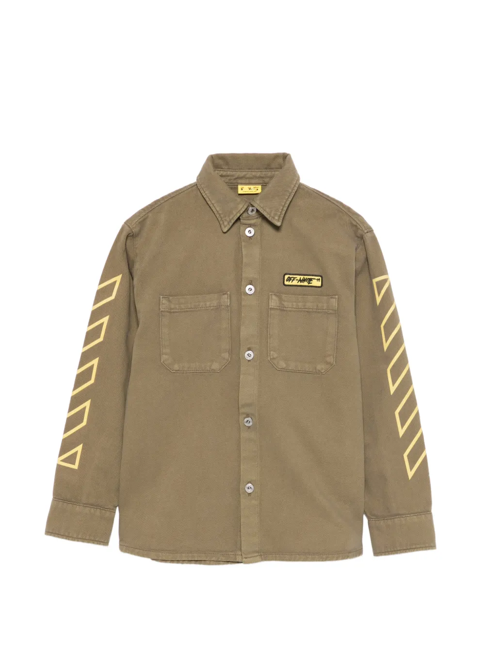 Off-White Kids Diag-stripe logo-patch shirt - Verde