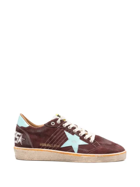 Golden Goose Ball Star in dark red suede with light blue star and heel tab sneakers