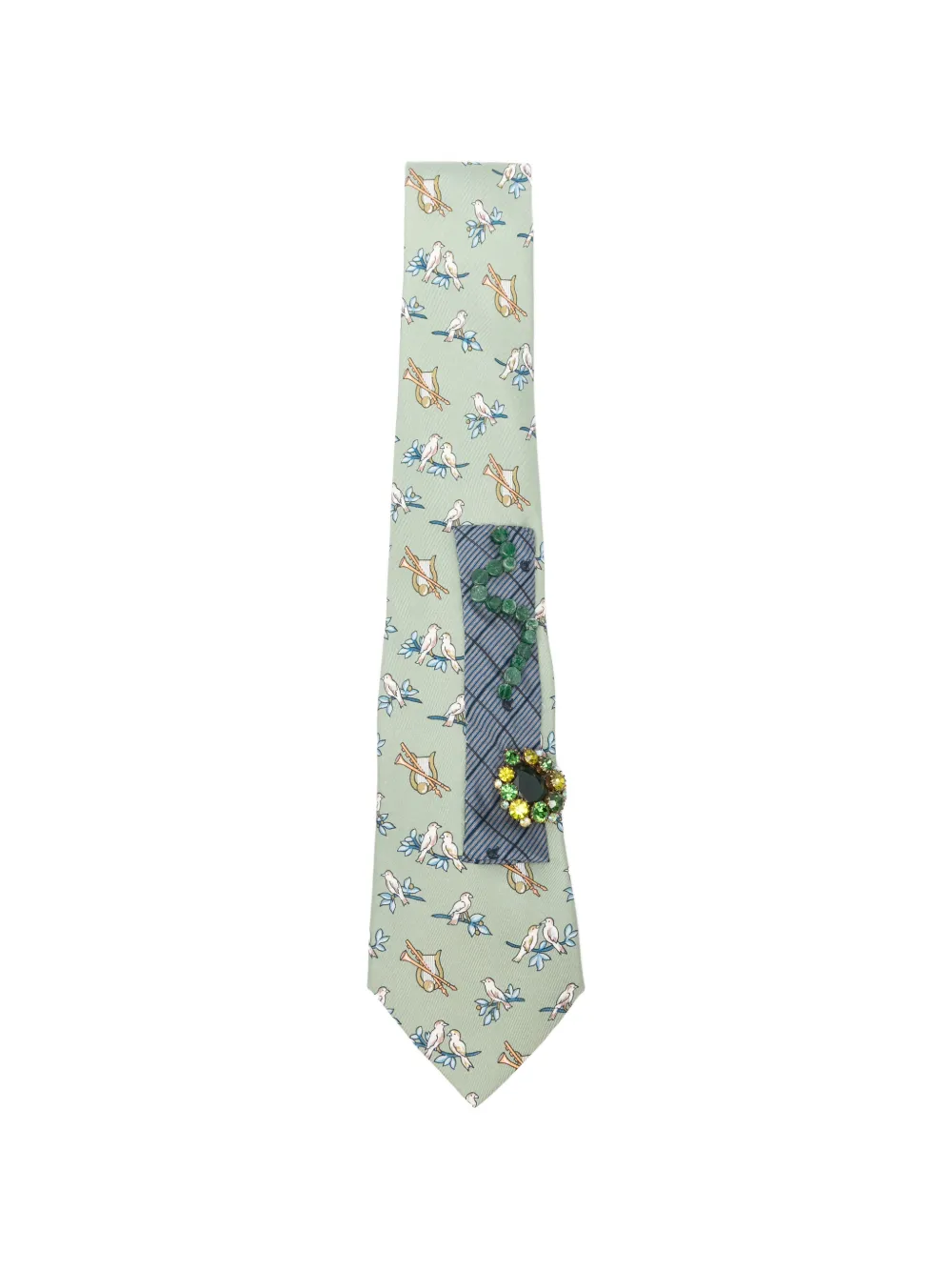 Pre-owned A.n.g.e.l.o. Vintage Upcycling X Stefania Bertoni Customised Hermès Patterned Silk Tie In Green