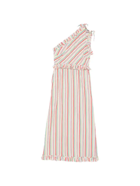Rixo ruffled striped one-shoulder dress