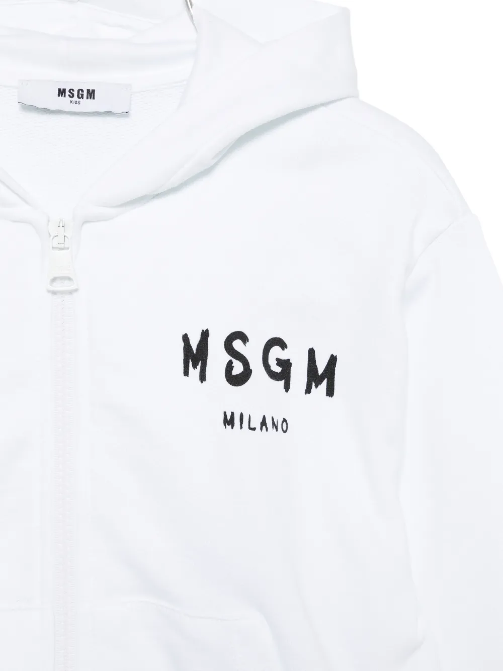  Msgm Kids Zip Hoodie - White 