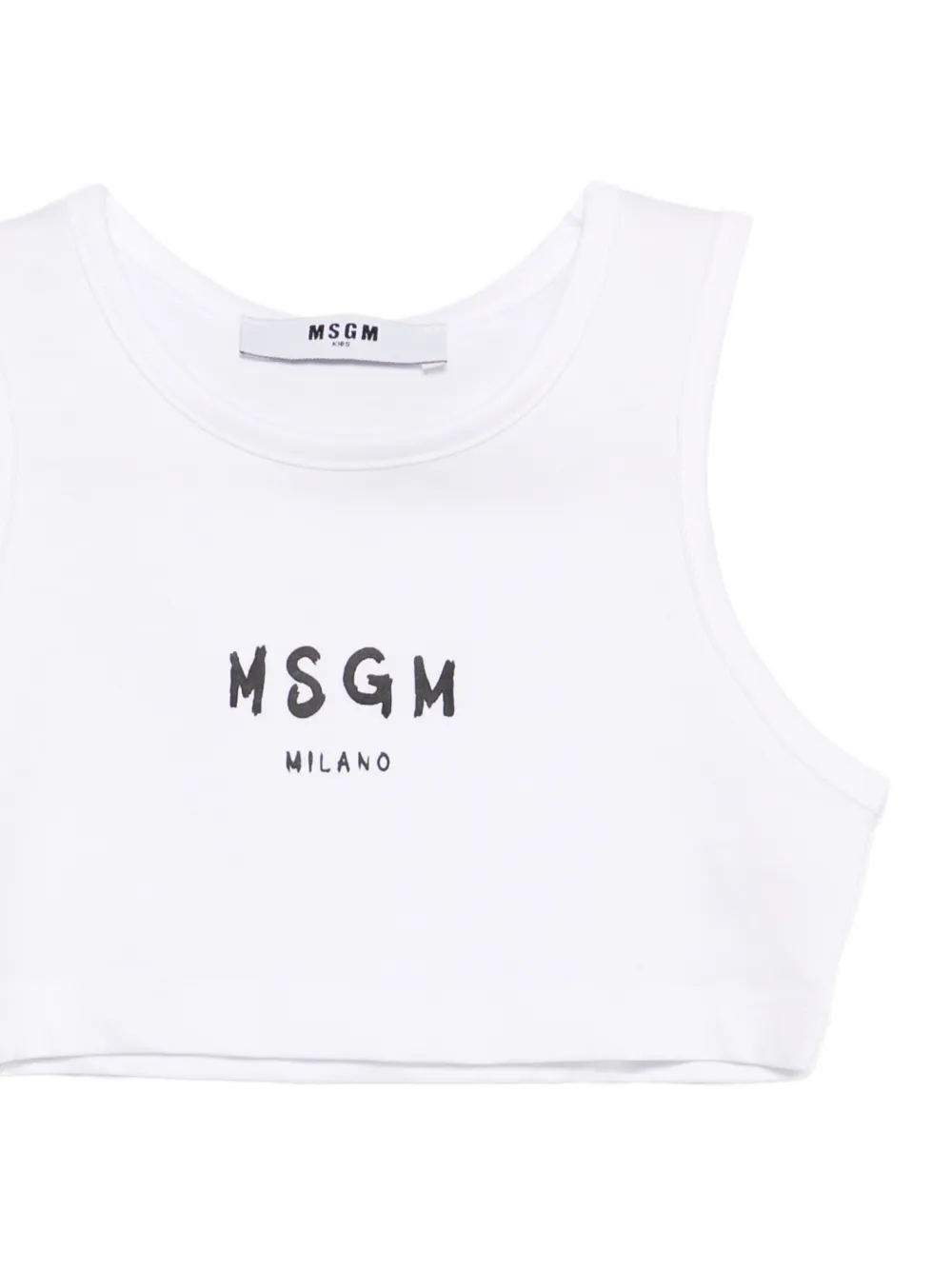  Msgm Kids Logo-detail Crop Top - White 