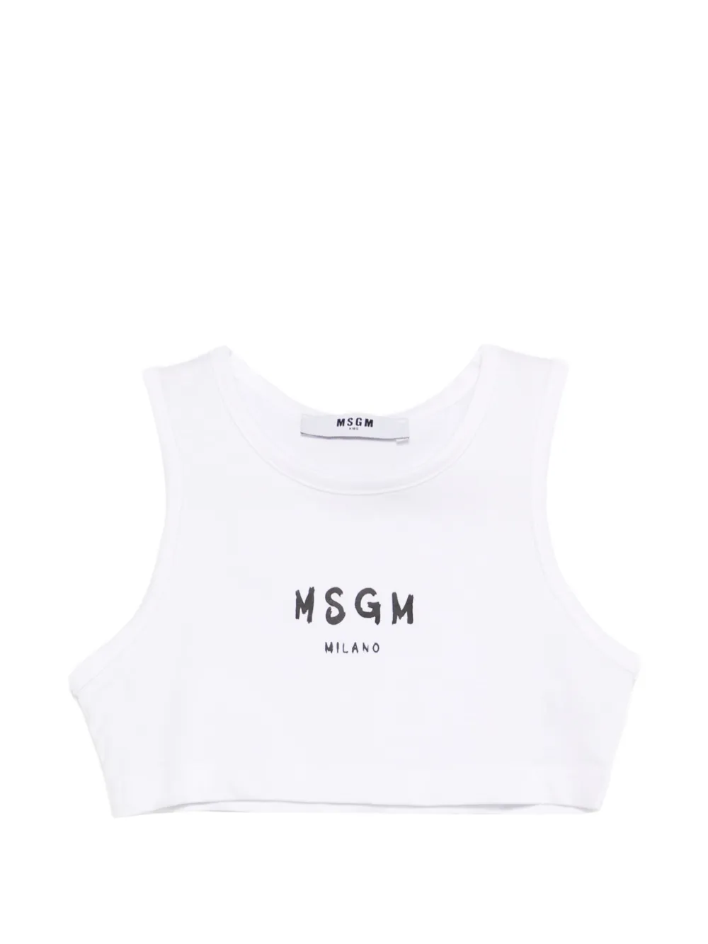 MSGM Kids logo-detail crop top - Bianco