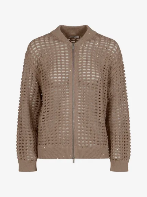 Peserico zip-up open-knit cardigan