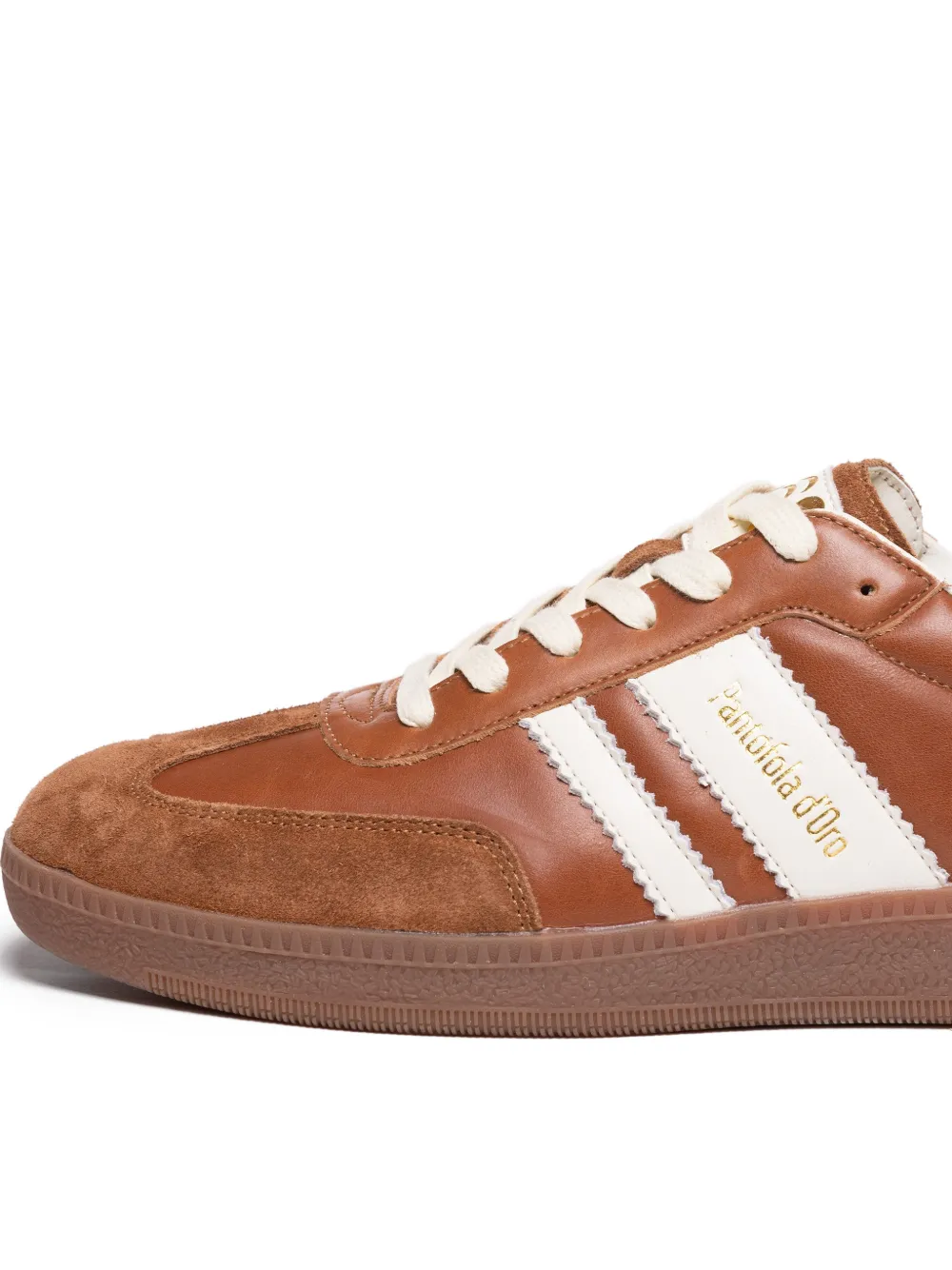  Pantofola D'oro Stripe Leather Sneakers - Brown 