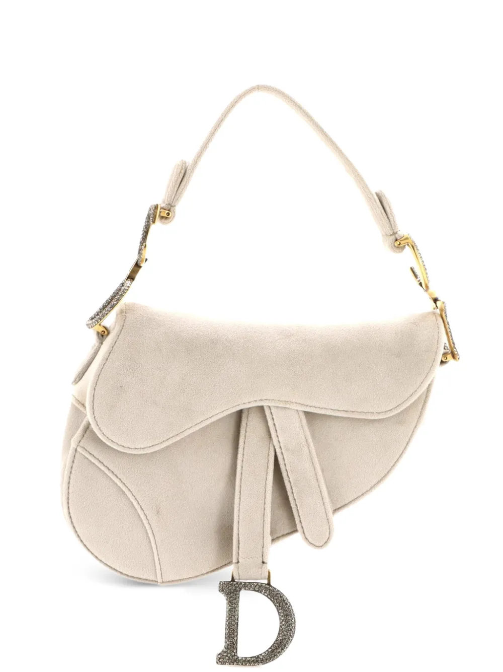 Christian Dior Pre-Owned Saddle Handbag Velvet with Crystals Mini shoulder bag - Grigio