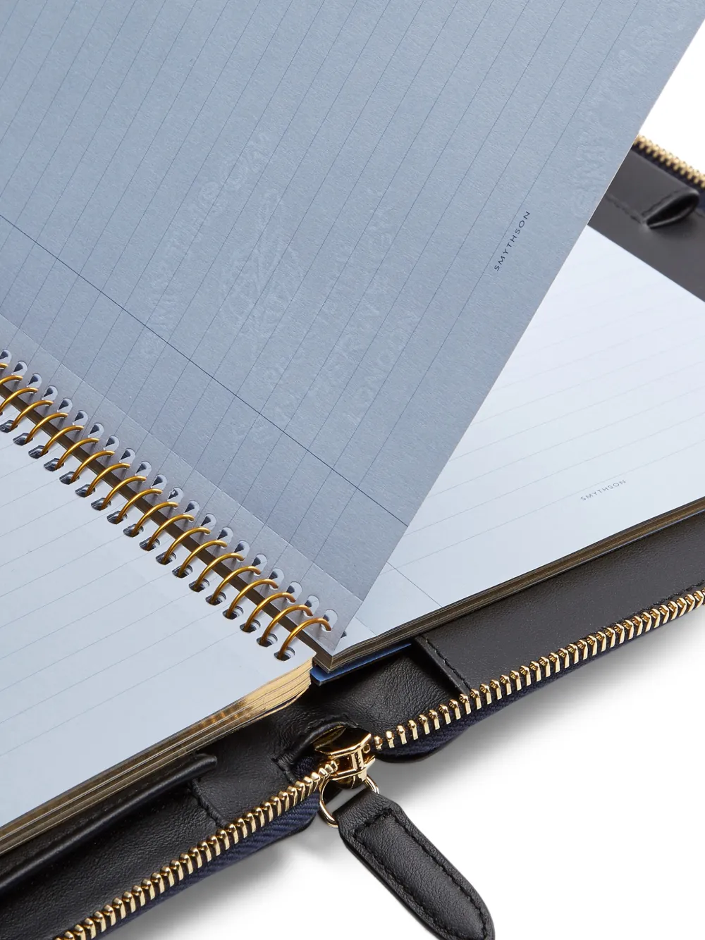  Smythson A5 Zip-up Writing Folder - Blue 