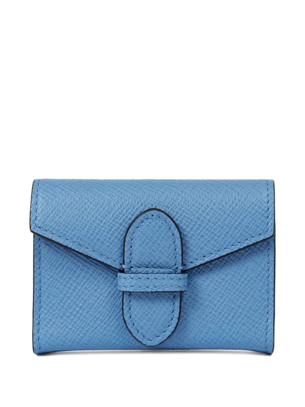 Smythson 파나마 레더 싱글 카드 케이스 | 블루