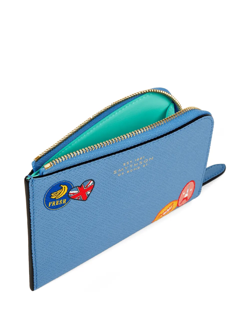  Smythson Panama Stickers Pouch - Blue 