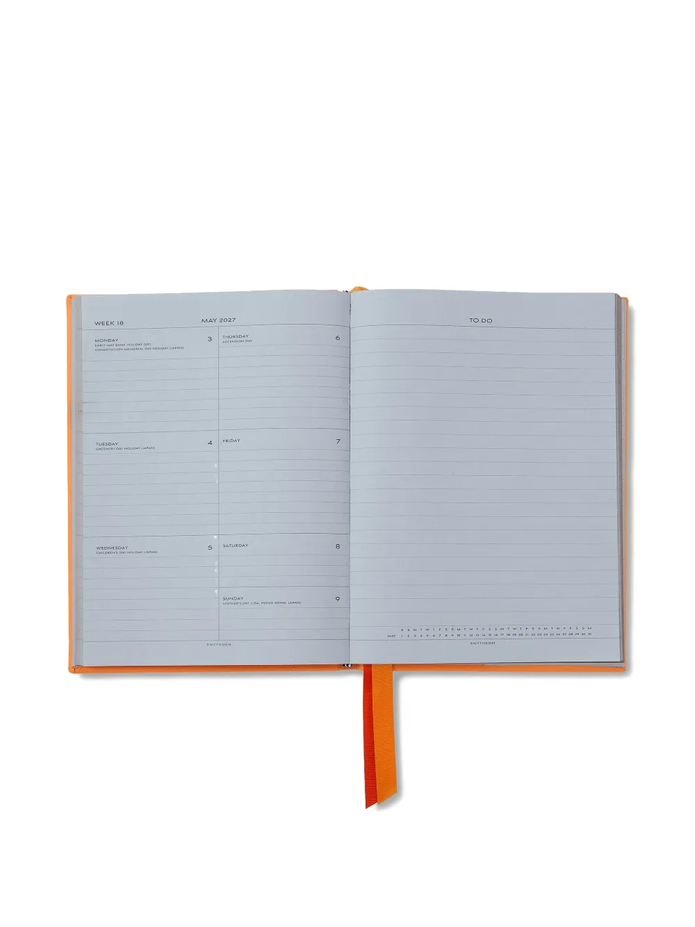  Smythson 2026-2027 Soho Weekly Diary - Orange 