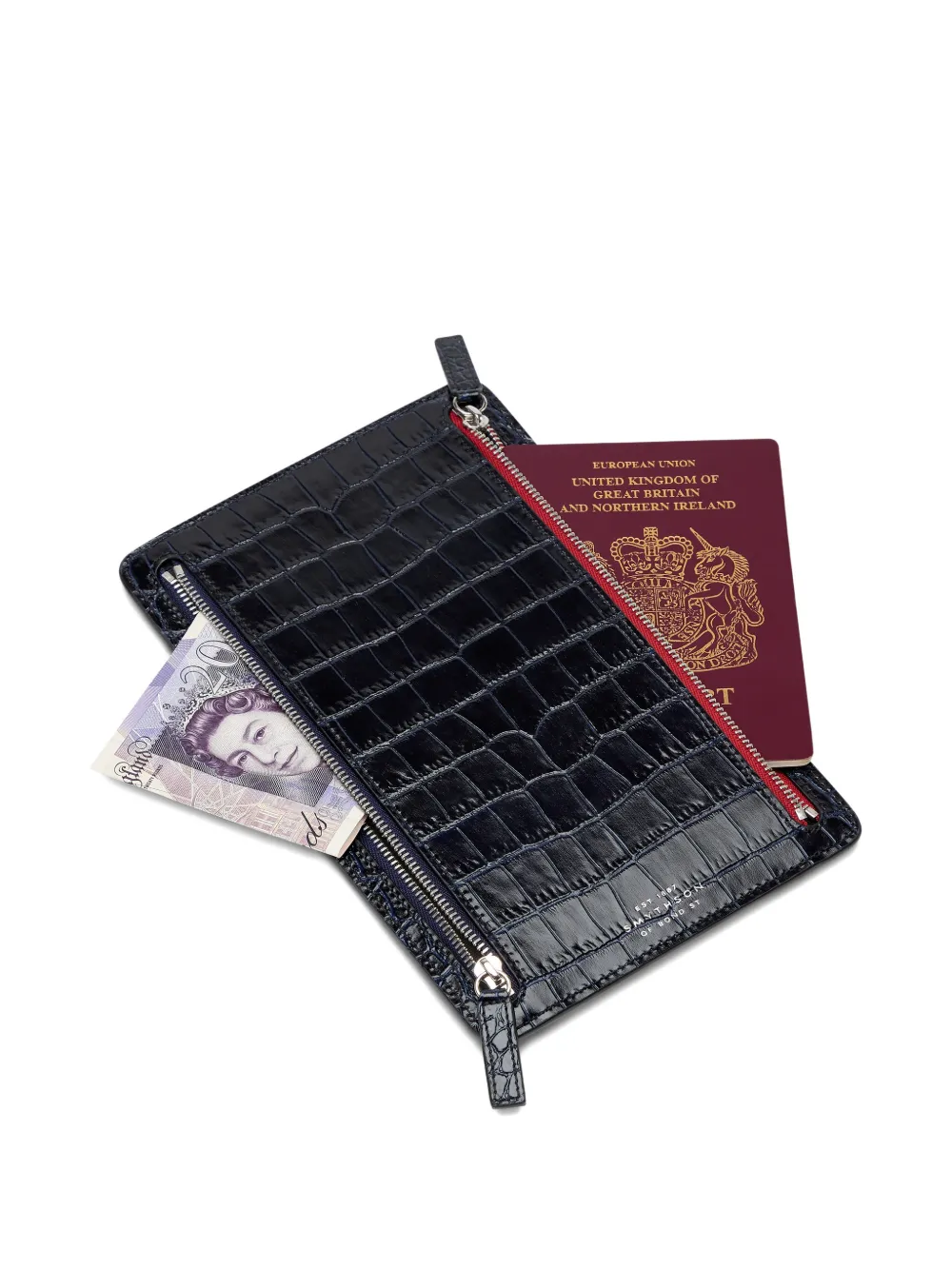 Smythson Multi-zip Case in Blue, view 3