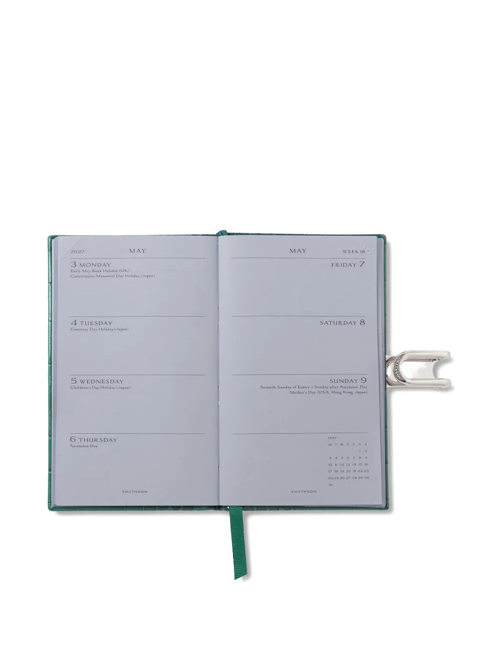  Smythson 2026-2027 Panama Crocodile-embossed Planner - Green 