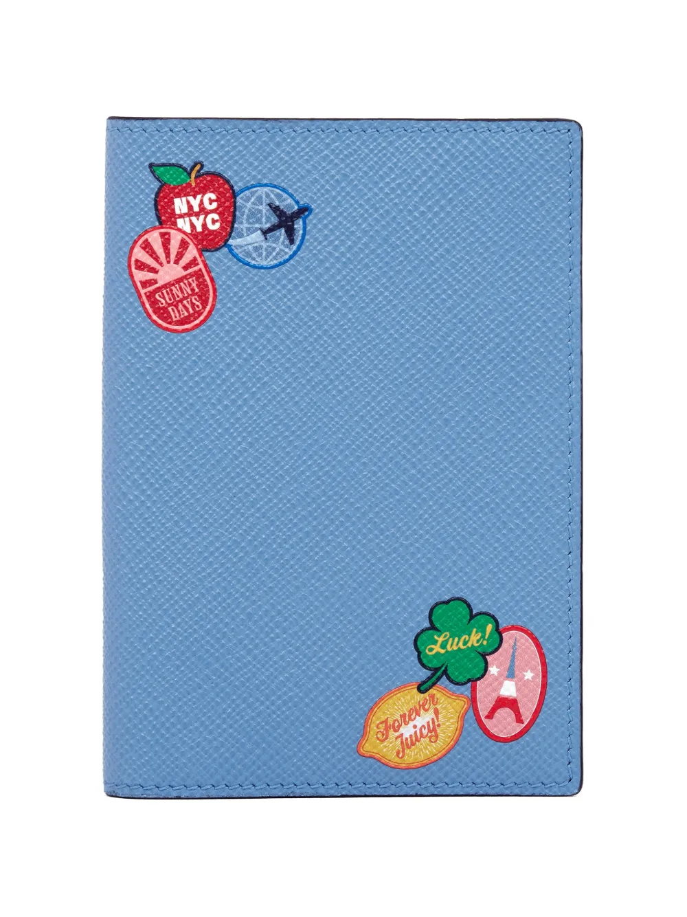 Smythson Custodia passaporto Panama Stickers - Blu
