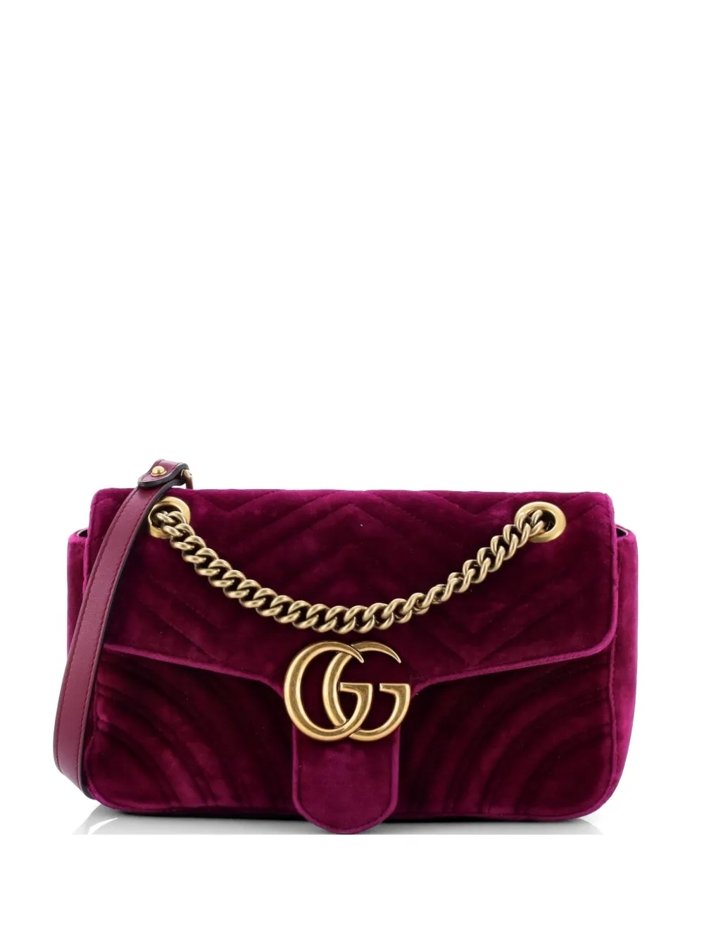 Gucci Pre-Owned GG Marmont Flap Bag Matelasse Velvet Small shoulder bag - Viola