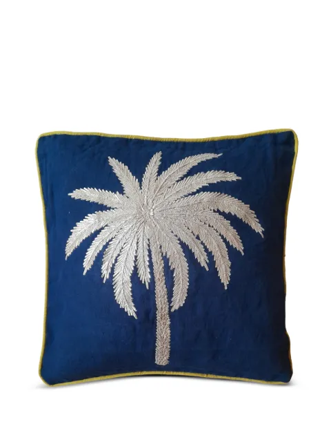 Les-Ottomans palm-tree embroidered cushion