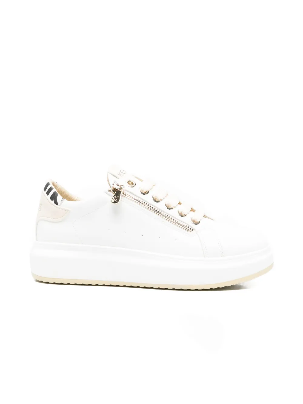 Keys Zip-detail Leather Sneakers In White
