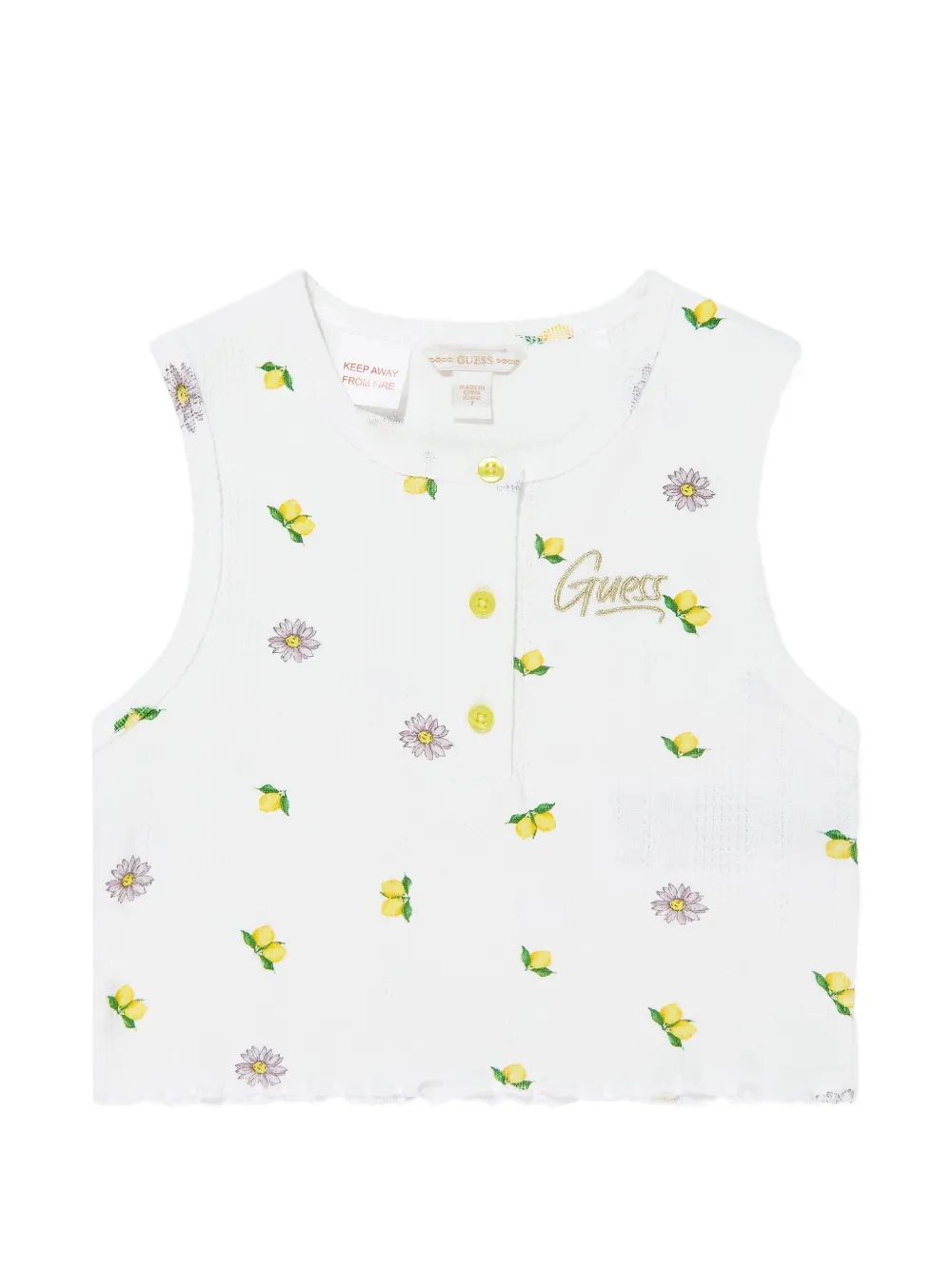 guess kids floral print top - Bianco