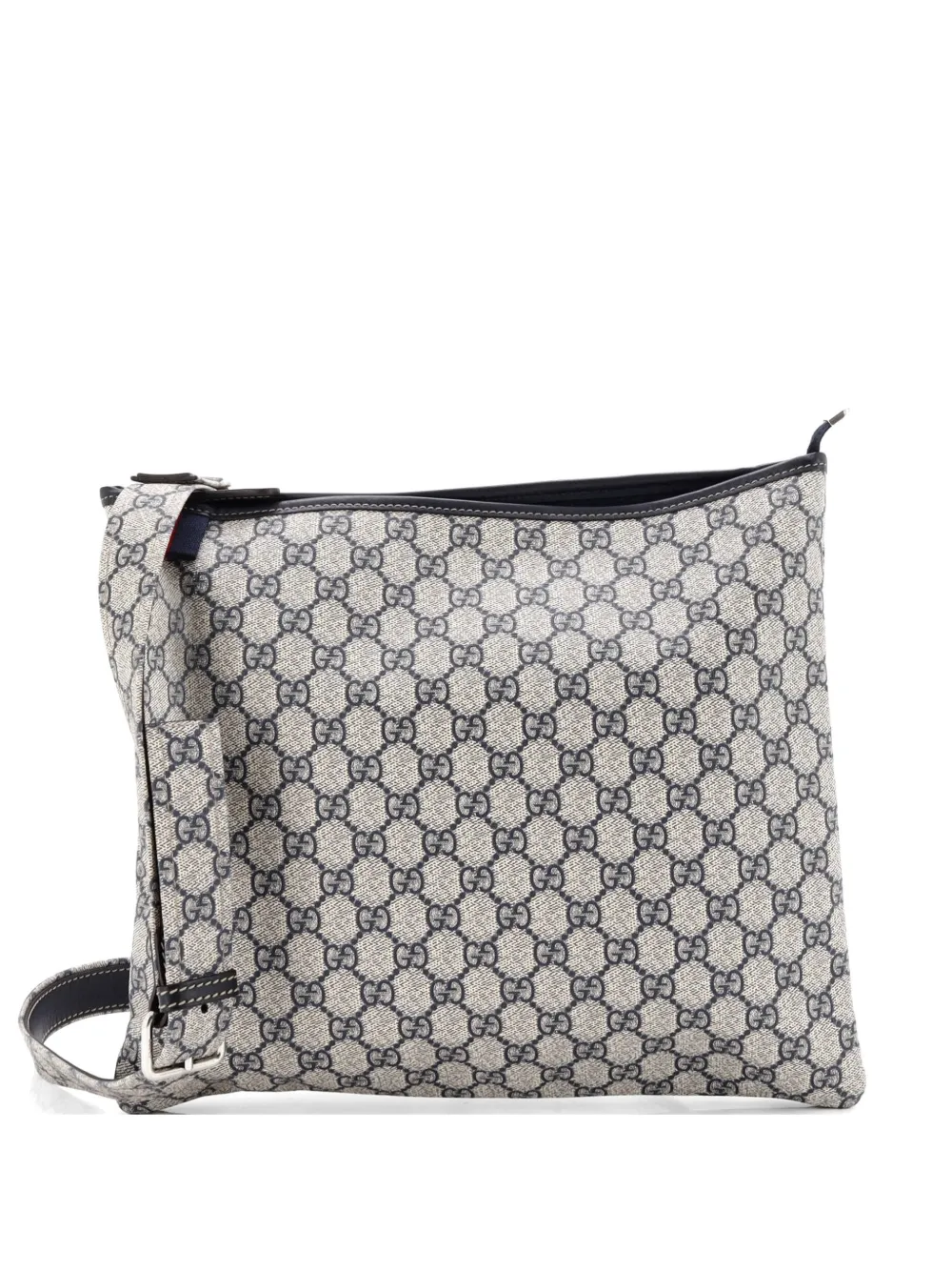 Gucci Pre-Owned Web Loop Flat Messenger GG Coated Canvas Large crossbody bag - Blu