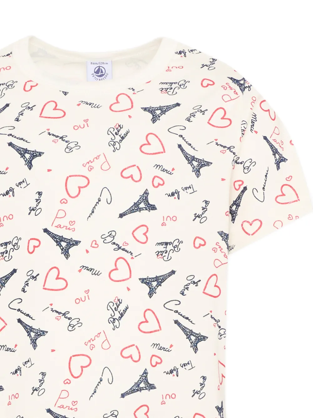 Petit Bateau Pyjama met Eiffel toren- en hartprint Beige