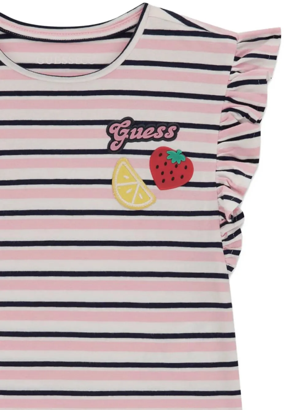  Guess Kids Ruffled Striped T-shirt - Pink 