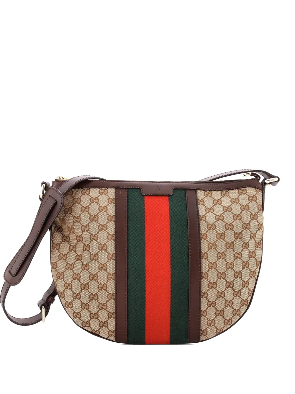 Gucci Pre-Owned Vintage Web Saddle Messenger Bag GG Canvas Medium crossbody bag - Marrone