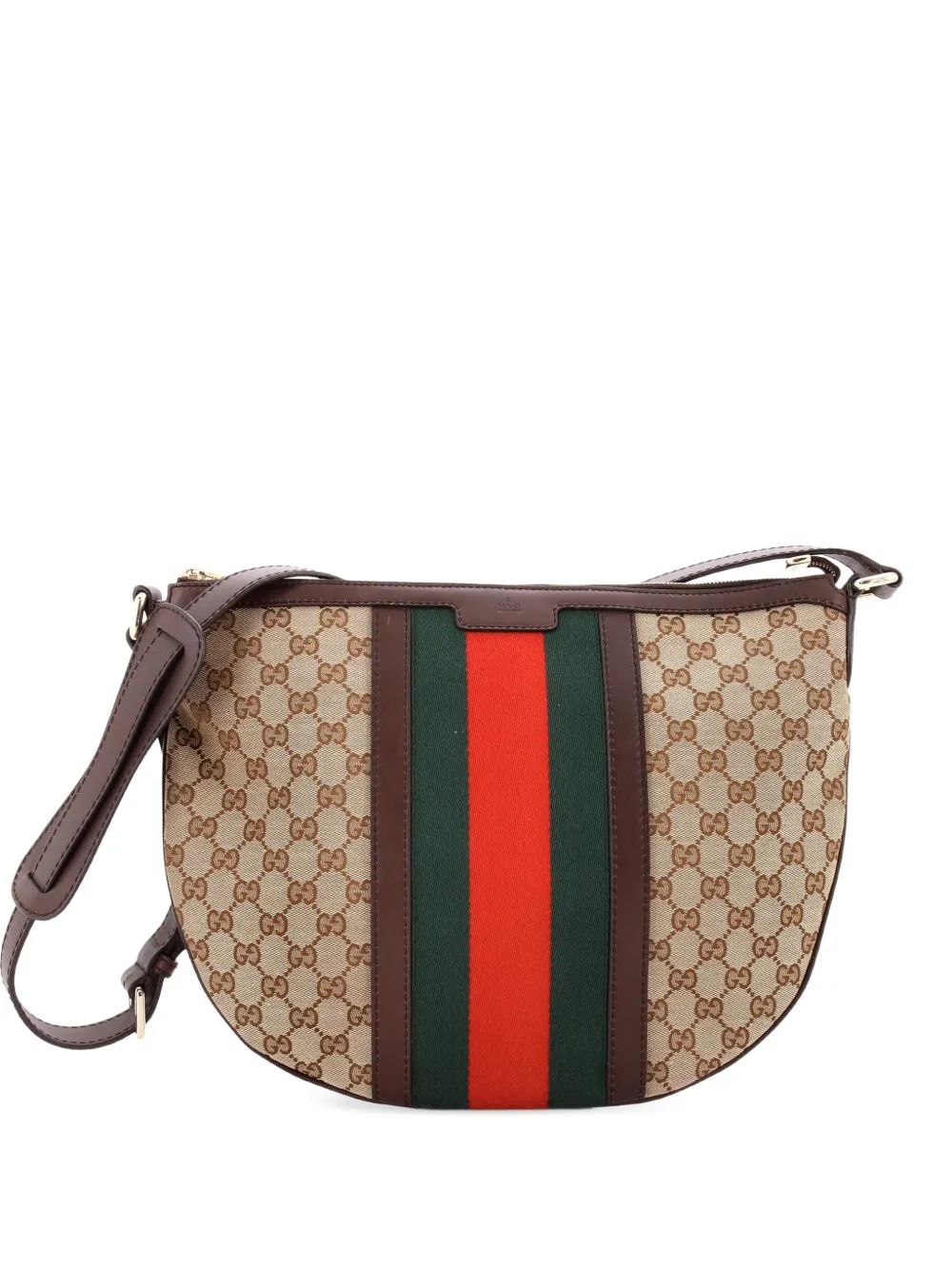 Gucci Pre-Owned Vintage Web Saddle Messenger Bag GG Canvas Medium crossbody bag - Marrone