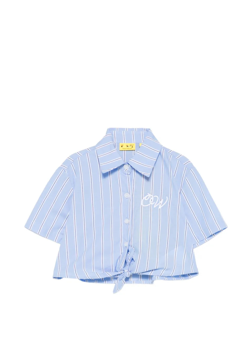 Off-White Kids striped logo-embroidered blouse - Blu