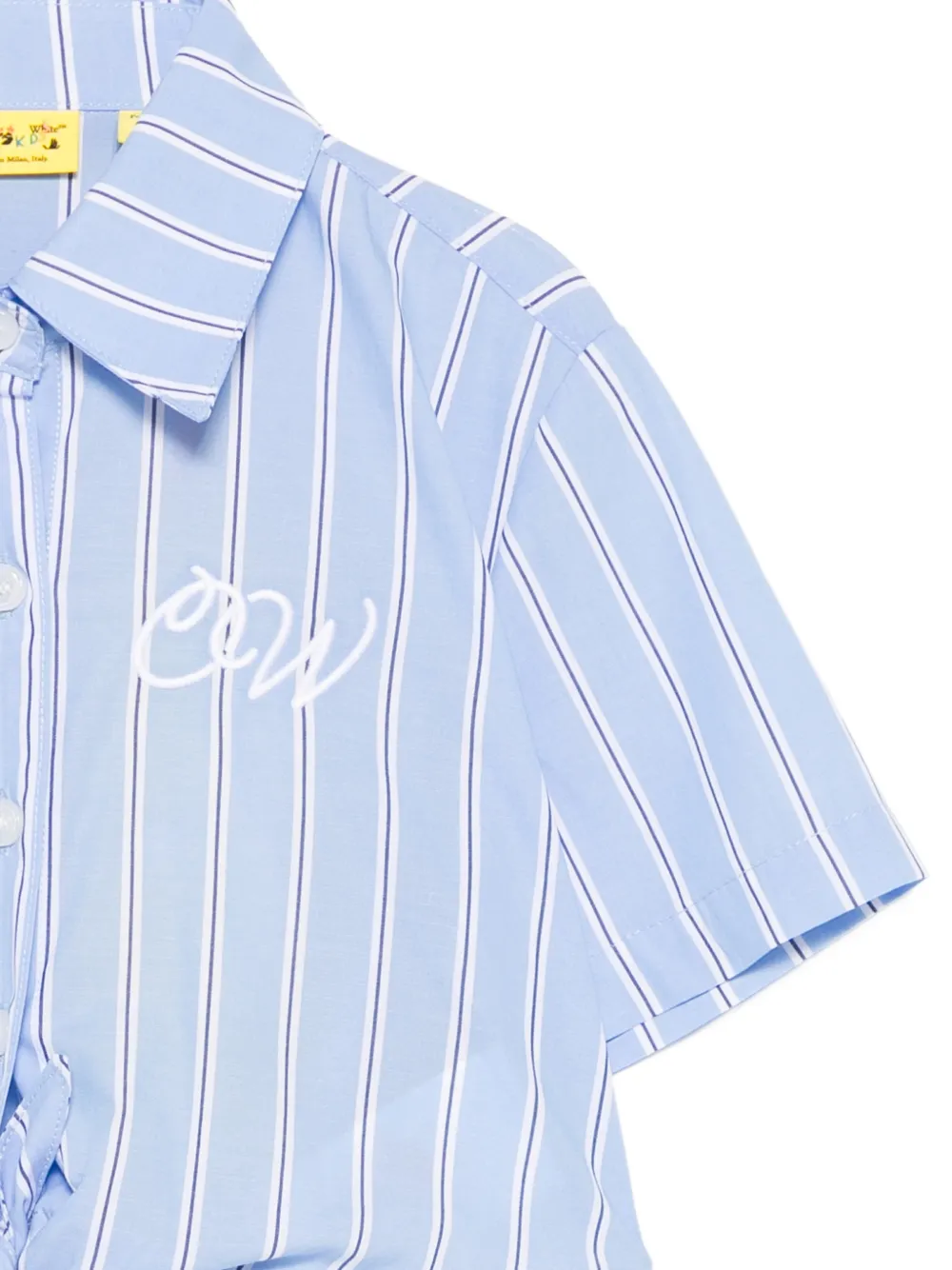 Off-White Kids Gestreept shirt met geborduurd logo Blauw