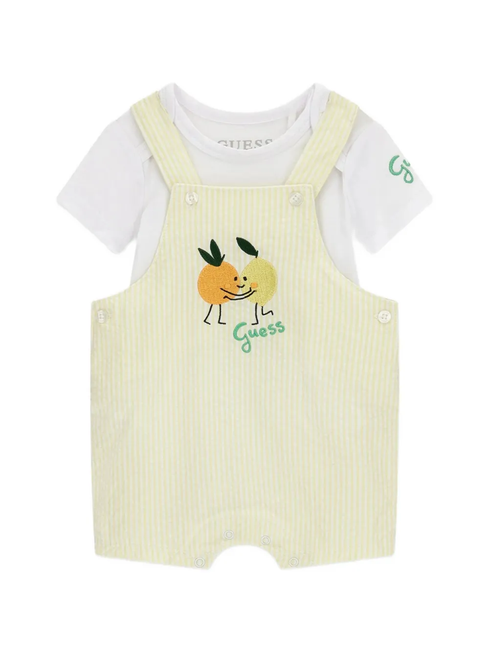 guess kids striped-pattern embroidered-detail babygrow set - Bianco