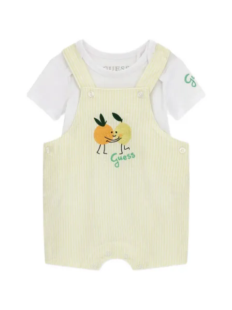 guess kids striped-pattern embroidered-detail babygrow set