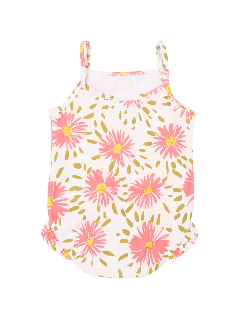  Petit Bateau Ruffled Floral Swimsuit - White 