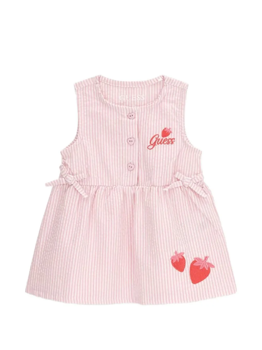 Striped-Pattern Strawberry-Motif Dress Set